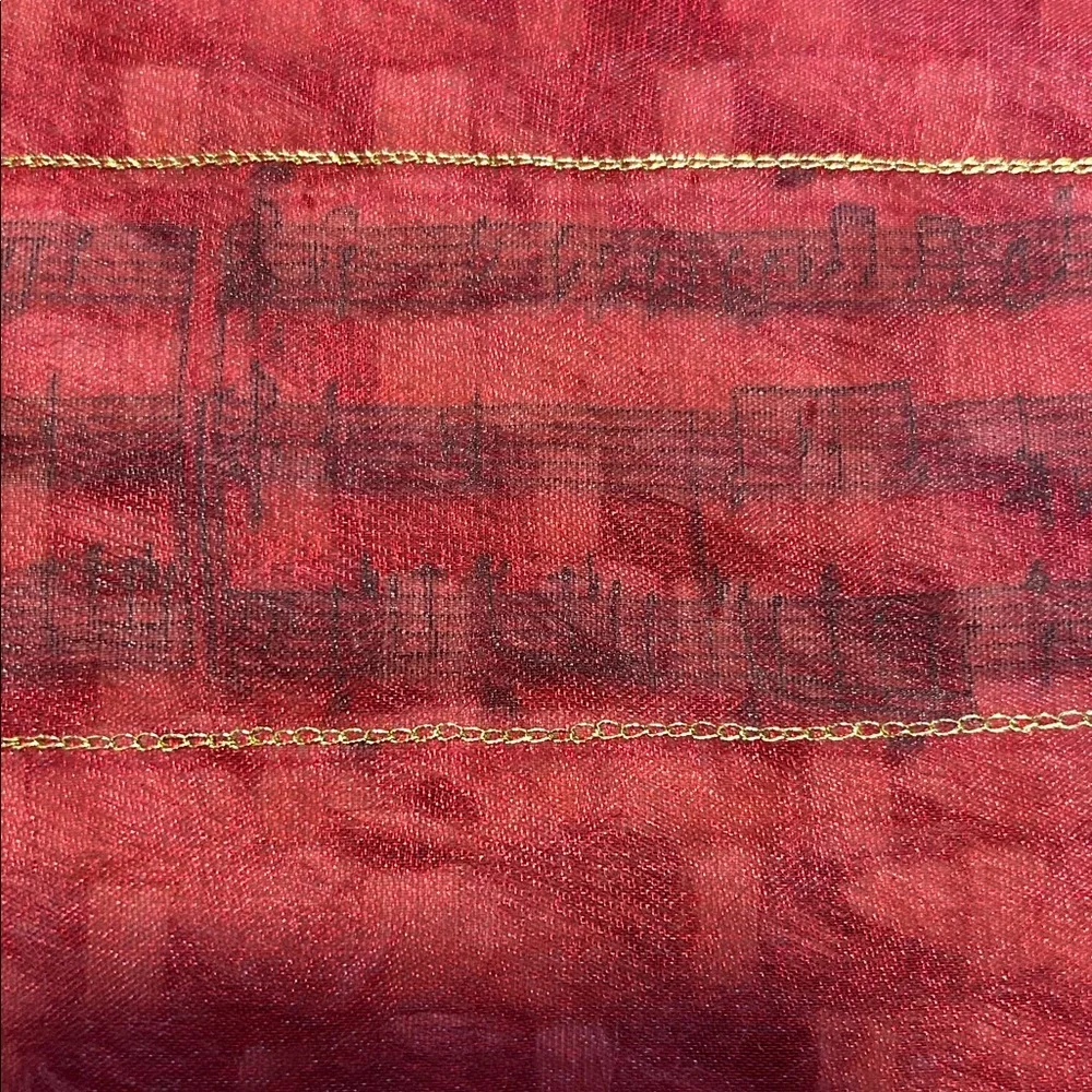 Unique Red Musical Square Scarf - Picture 7 of 7